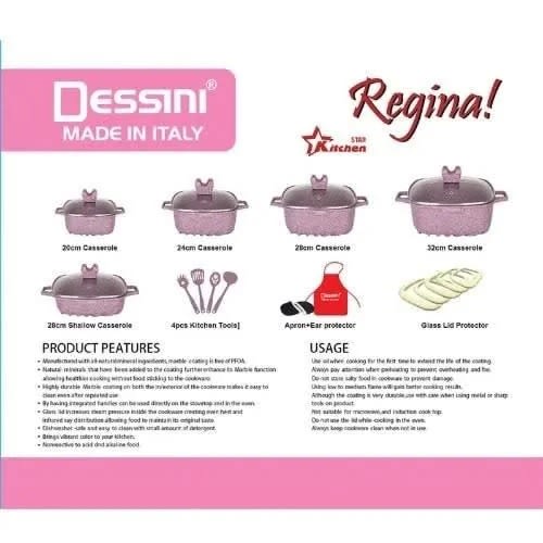 Non Stick Pot - 22 Pieces - Pink