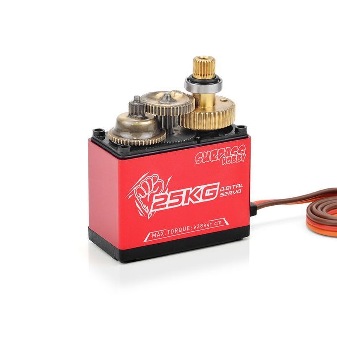 SURP  HOBBY 25KG Semi Aluminum Frame Digital Steering Gear Extended Version-red+black