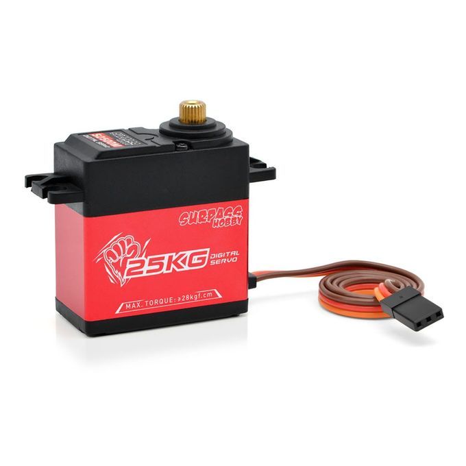 SURP  HOBBY 25KG Semi Aluminum Frame Digital Steering Gear Extended Version-red+black