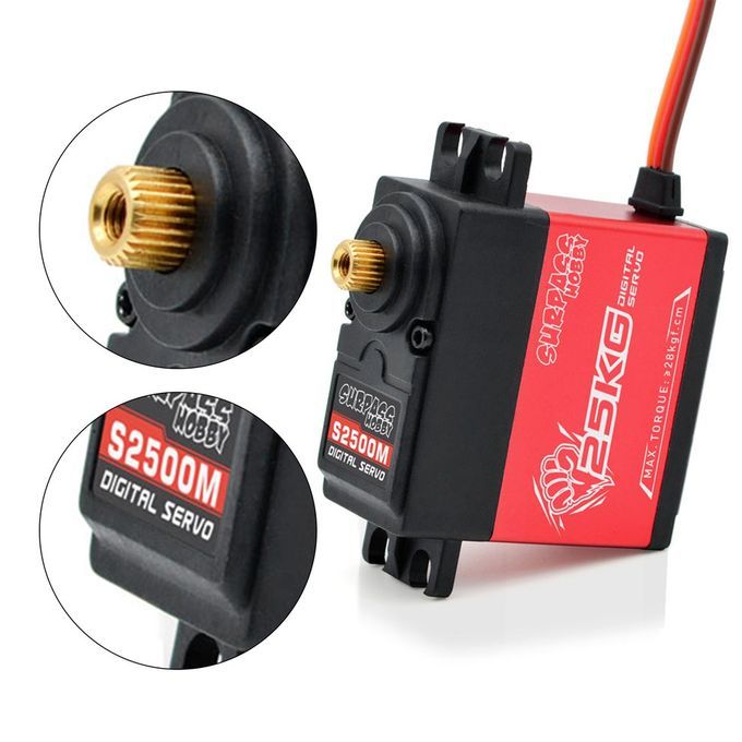 SURP  HOBBY 25KG Semi Aluminum Frame Digital Steering Gear Extended Version-red+black
