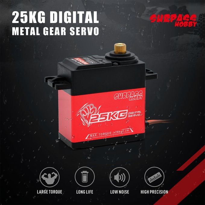 SURP  HOBBY 25KG Semi Aluminum Frame Digital Steering Gear Extended Version-red+black