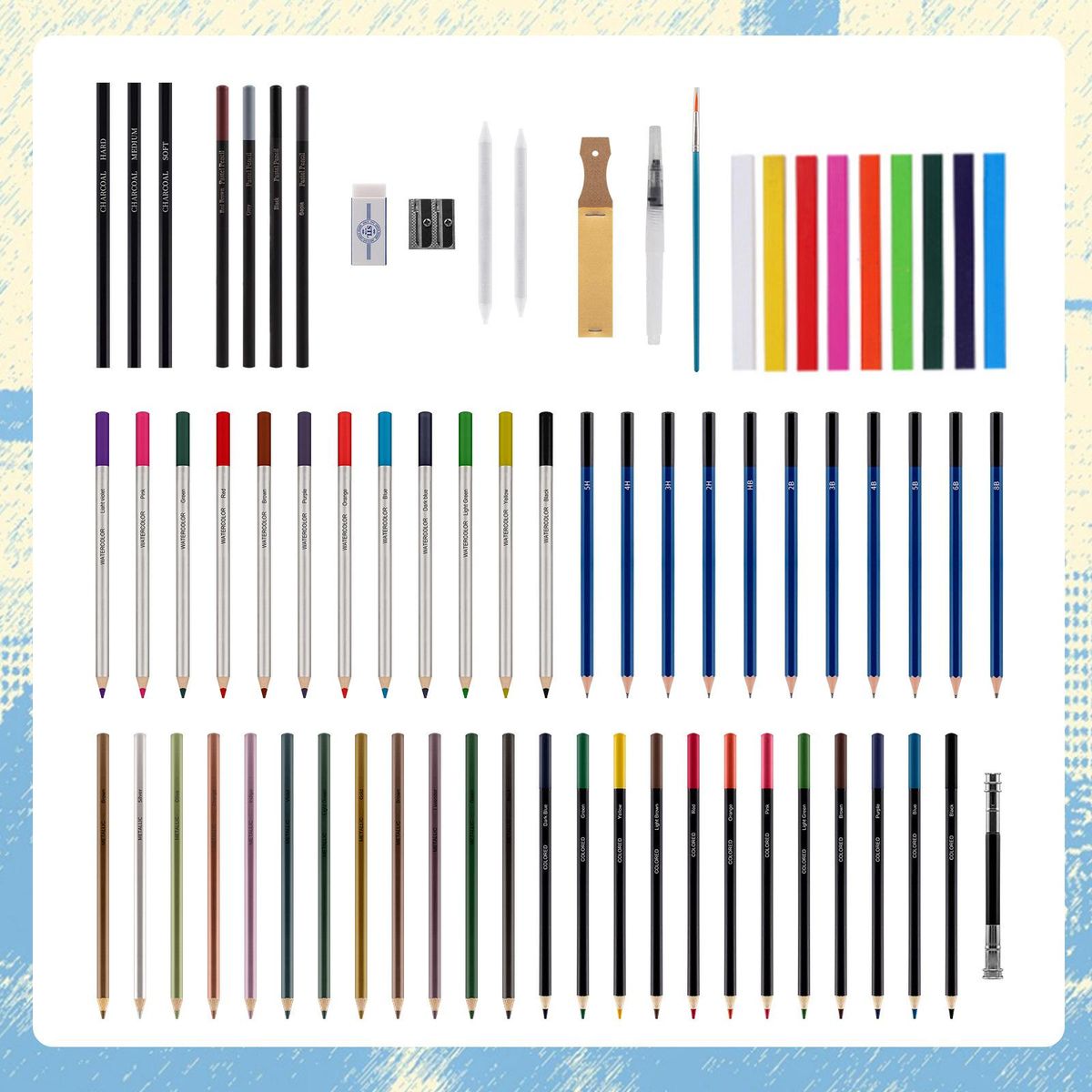74 Pieces Sketch Pencil Set Water Soluble Oily Metal Colored Pencils Professional Art Supplies