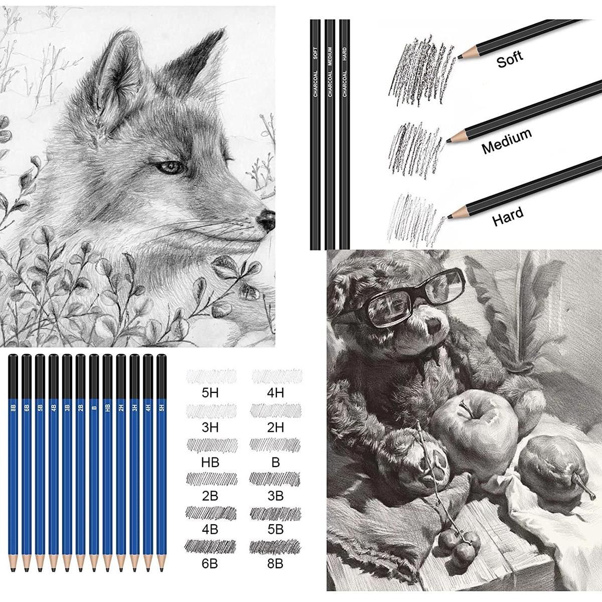 74 Pieces Sketch Pencil Set Water Soluble Oily Metal Colored Pencils Professional Art Supplies
