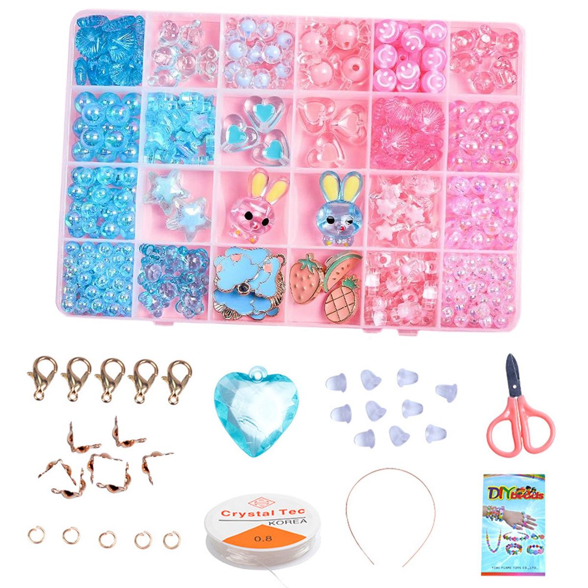 Children DIY Bead Set,   For Making Necklace Bracelet 24 Grid Bunny 1