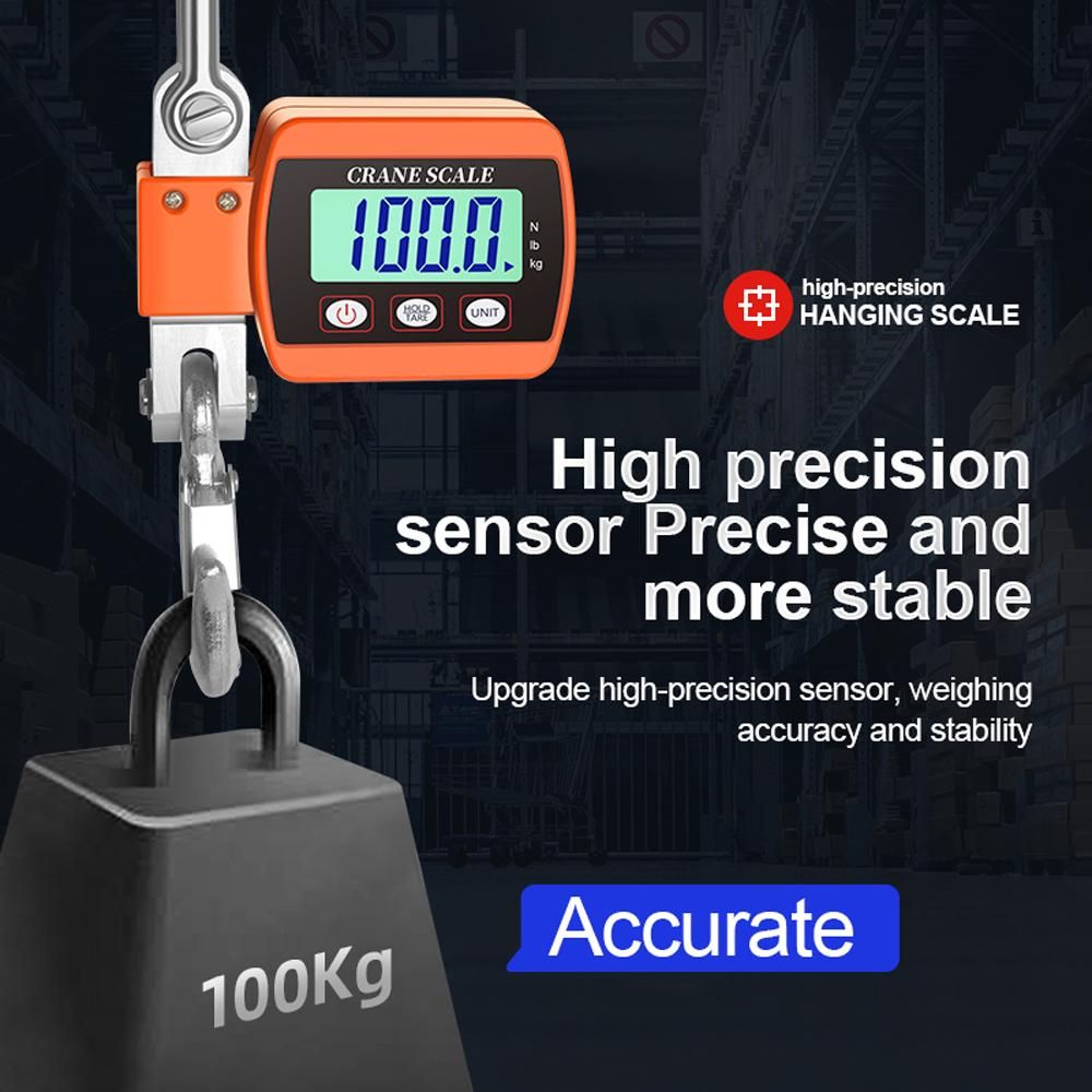 LCD Digital Display Crance Scale 0.05-500kg Portable Industrial Electronic Heavy Duty Weight Hook Crane with Unit Change Function