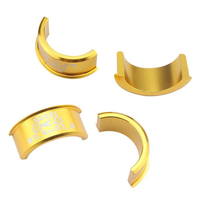 4 Pcs. Aluminum Bicycle MTB Handlebar Clamps 25.4mm To 31.8mm - Gold