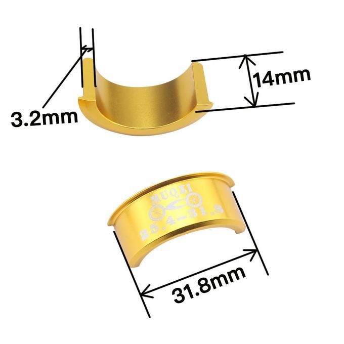 4 Pcs. Aluminum Bicycle MTB Handlebar Clamps 25.4mm To 31.8mm - Gold