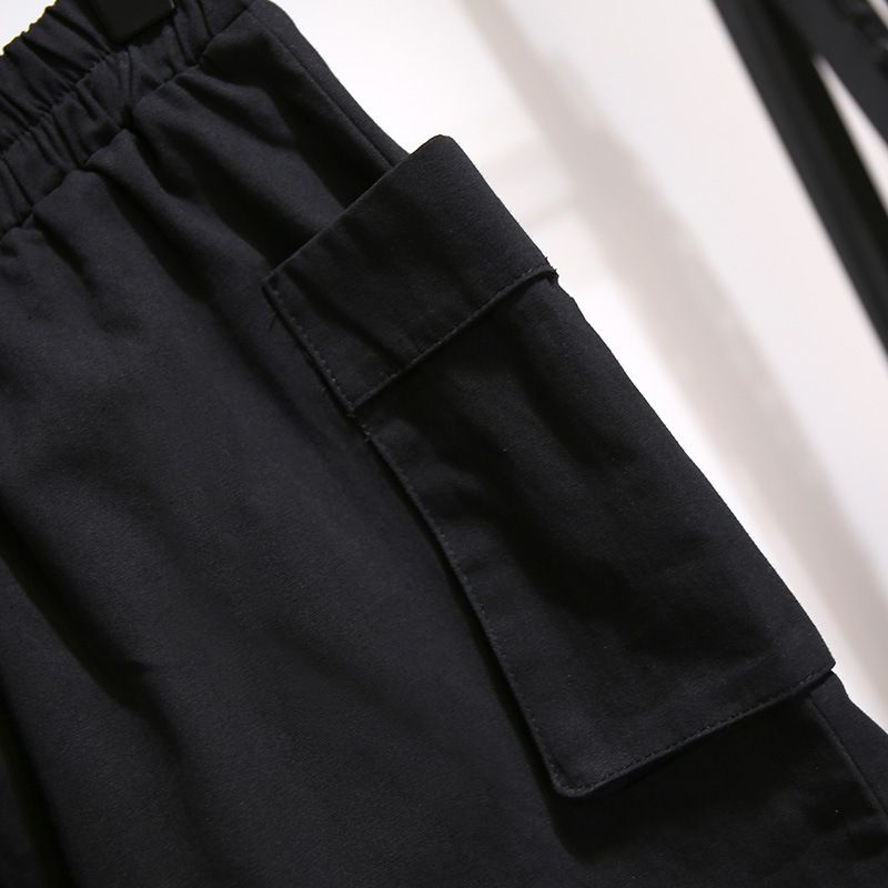 (Black)New 2021 Ladies Summer Plus Size Sports Shorts For Women Large Loose Casual Wide Leg Black Pocket Shorts 3XL 4XL 5XL 6XL 7XL SAB