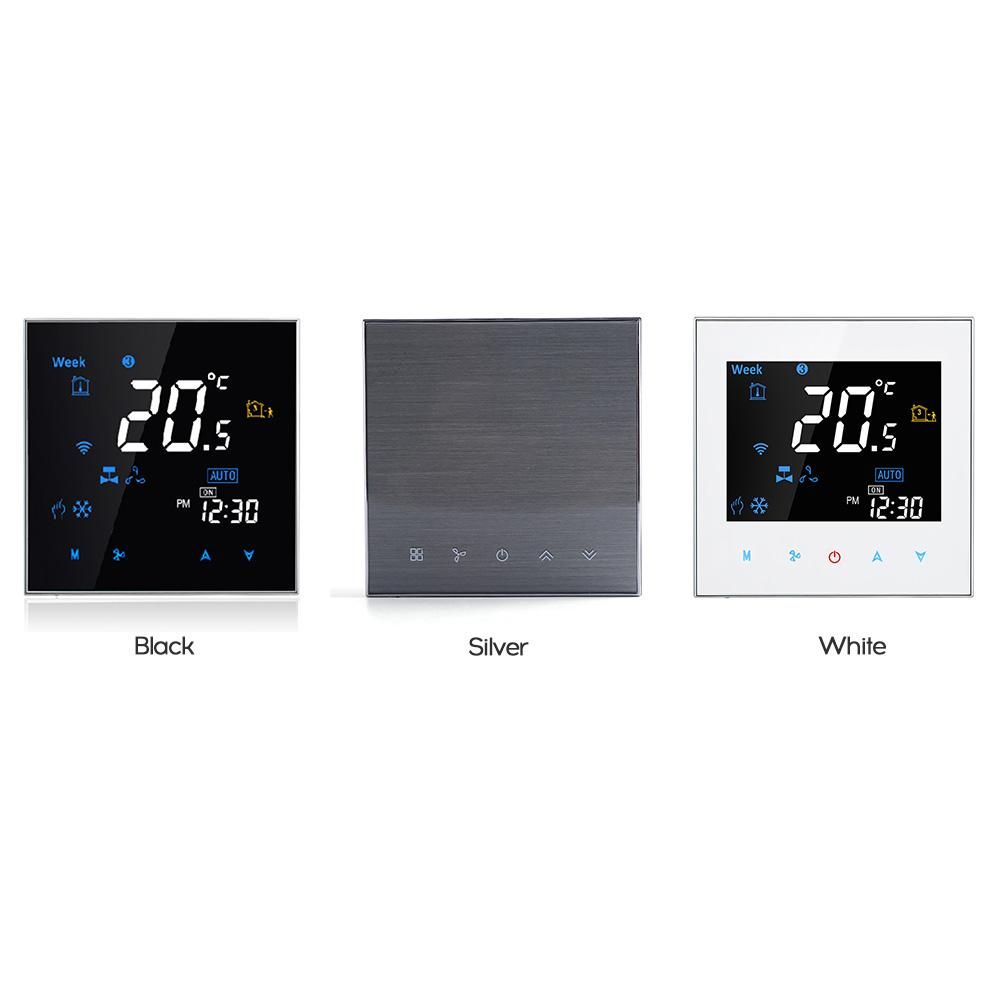 Four Pipe Wifi Voice Intelligent Room Thermostat Digital Programmable Temperature Controller for Air Conditioner (BAC-3000ELW, Black)