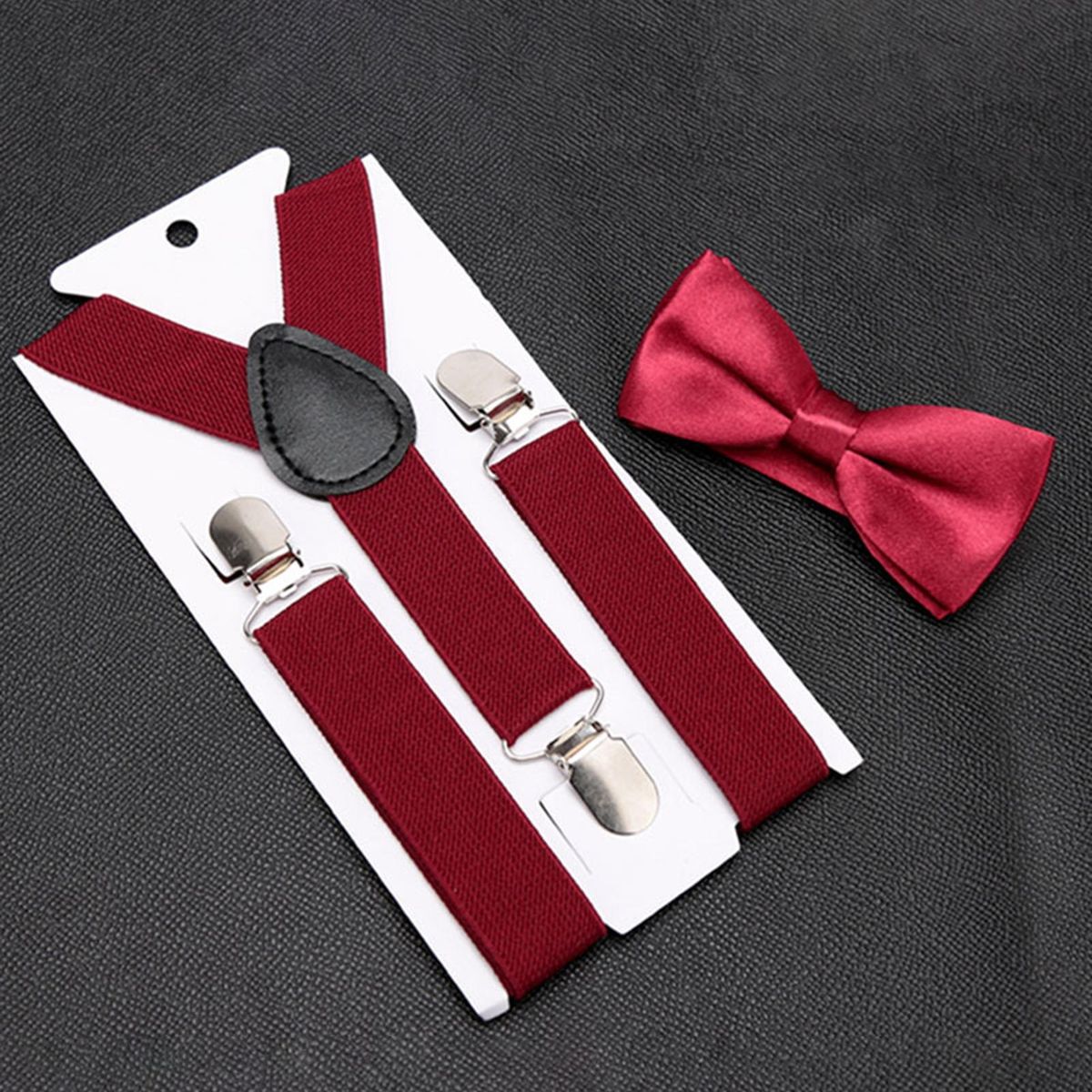 Adjustable Elastic Band with Bow Tie Kids Festive Bow for Special Wine Red