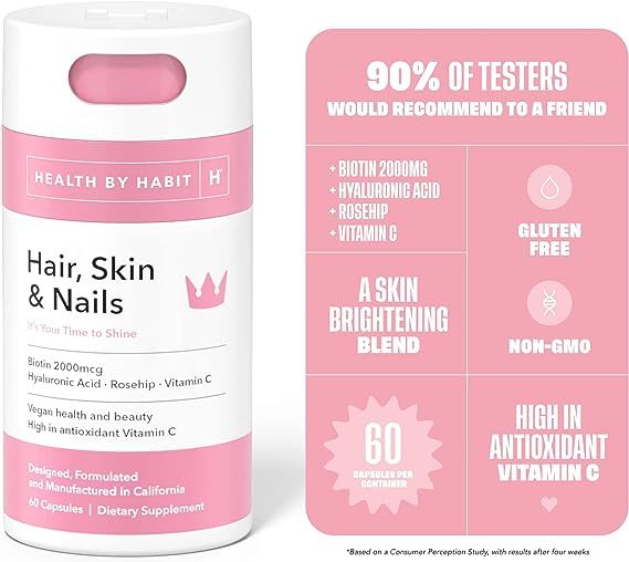 Hair Skin & Nails With Biotin, Hyaluronic Acid - 60 Capsules