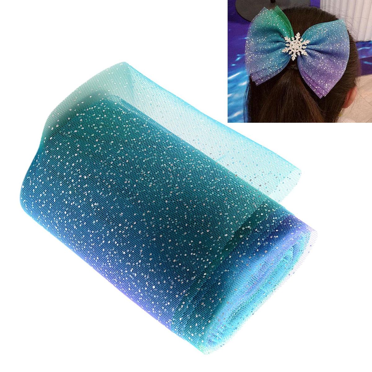 Glitter Tulle Roll Ribbon Trims Roll DIY Hair Bow Sewing Blue