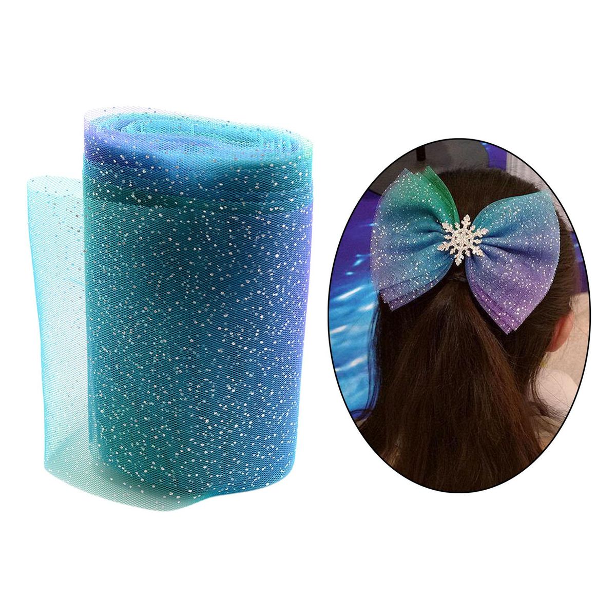 Glitter Tulle Roll Ribbon Trims Roll DIY Hair Bow Sewing Blue