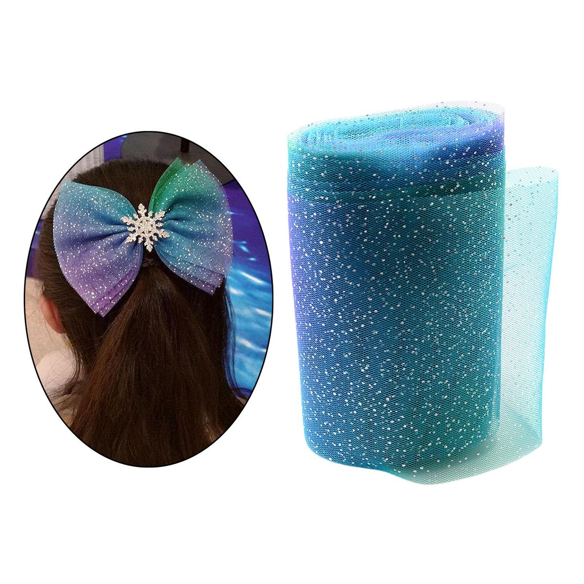 Glitter Tulle Roll Ribbon Trims Roll DIY Hair Bow Sewing Blue