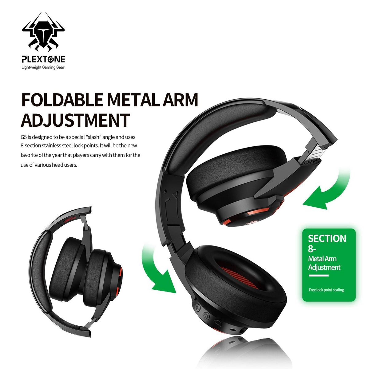 PLEXTONE G5 Gaming ANC Headset Foldable Wireless 45ms Low Latency with mic Noise Cancelling Earphone for Esports BT5.1