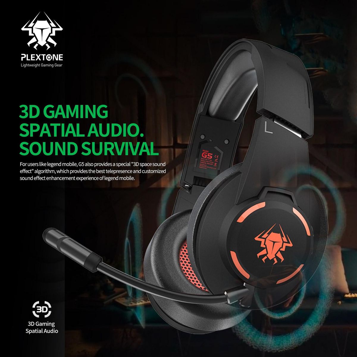 PLEXTONE G5 Gaming ANC Headset Foldable Wireless 45ms Low Latency with mic Noise Cancelling Earphone for Esports BT5.1