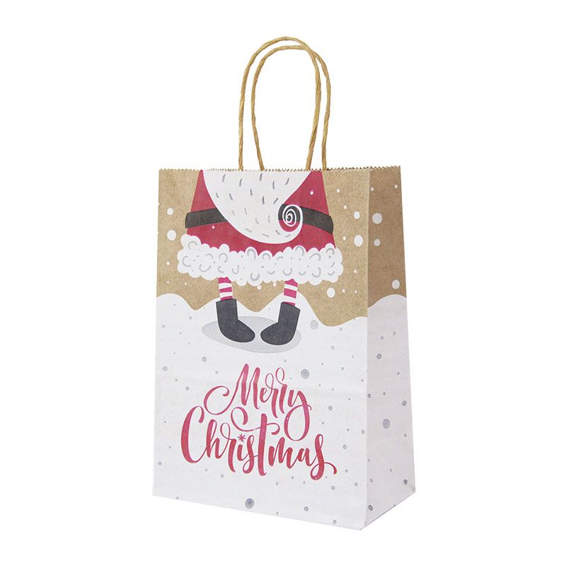 21cm Large Christmas Gift Bags 5pcs Santa Sacks Kraft Paper