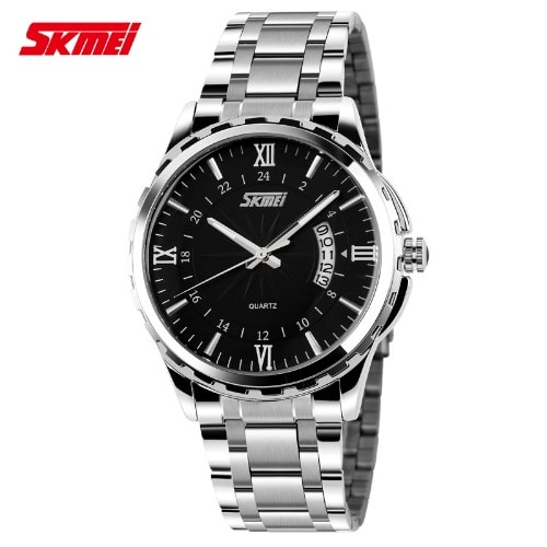 Silver Stainless Steel Men's Quartz Wrist Watch