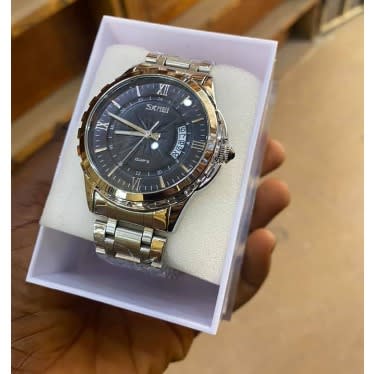 Silver Stainless Steel Men's Quartz Wrist Watch