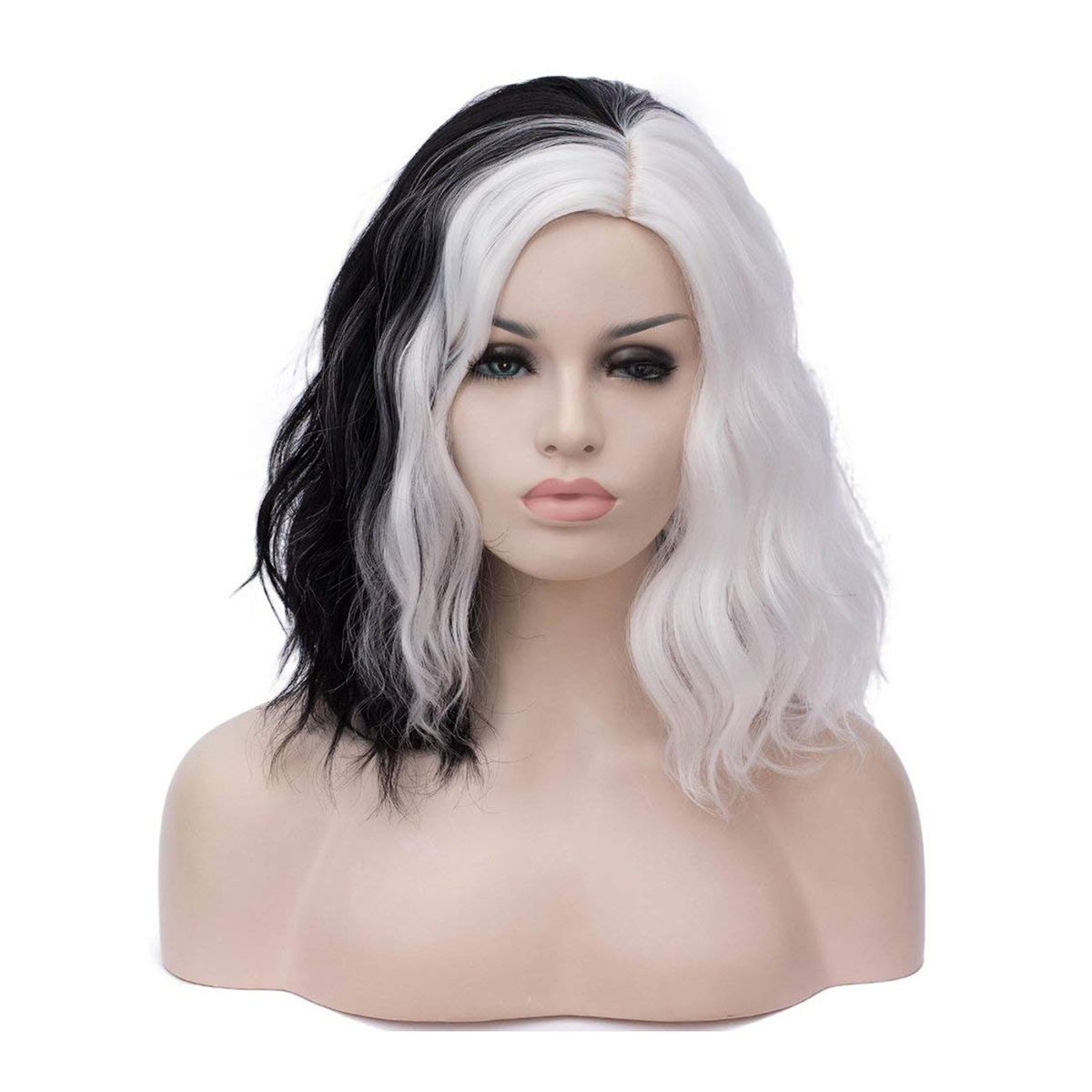 Black And White Wig Short Wavy Synthetic Wigs Short Wavy