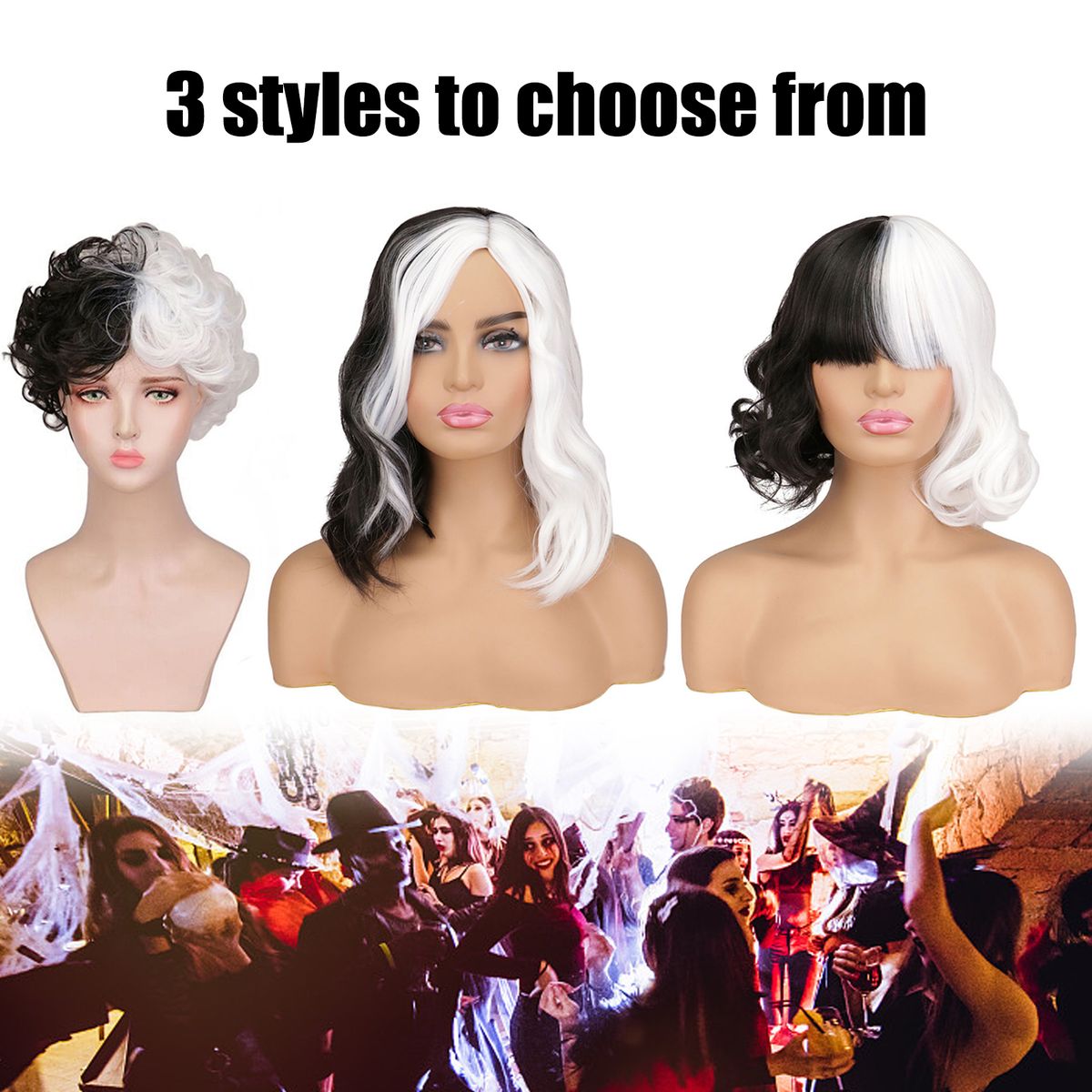 Black And White Wig Short Wavy Synthetic Wigs Short Wavy