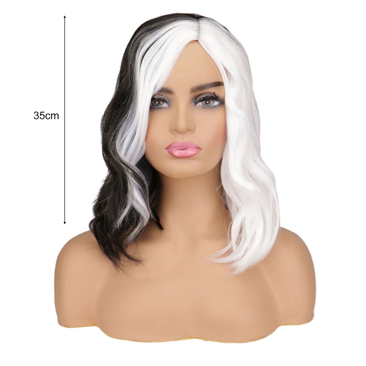 Black And White Wig Short Wavy Synthetic Wigs Short Wavy