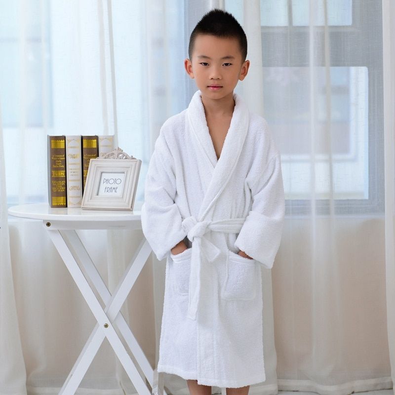 Winter Children's Bathrobe Cotton Kids Robe Baby Beach Bath Robe Kids Sleepwear Boy Girls Cartoon Bathrobe Teenager Bathrobes（#PINK）