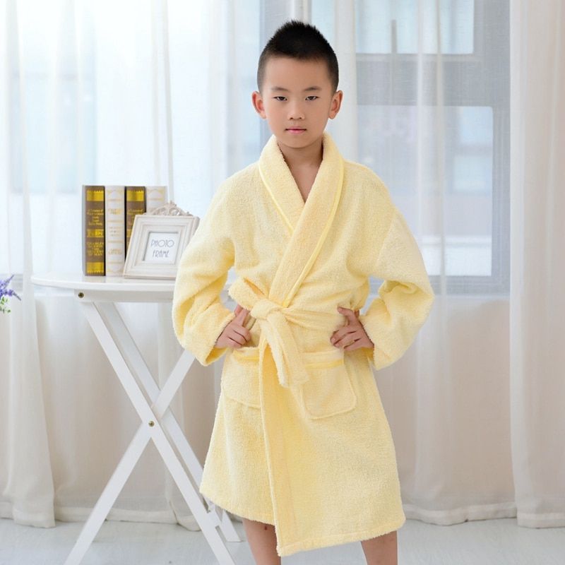 Winter Children's Bathrobe Cotton Kids Robe Baby Beach Bath Robe Kids Sleepwear Boy Girls Cartoon Bathrobe Teenager Bathrobes（#PINK）