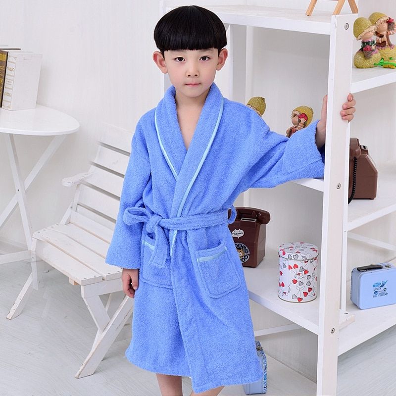Winter Children's Bathrobe Cotton Kids Robe Baby Beach Bath Robe Kids Sleepwear Boy Girls Cartoon Bathrobe Teenager Bathrobes（#PINK）