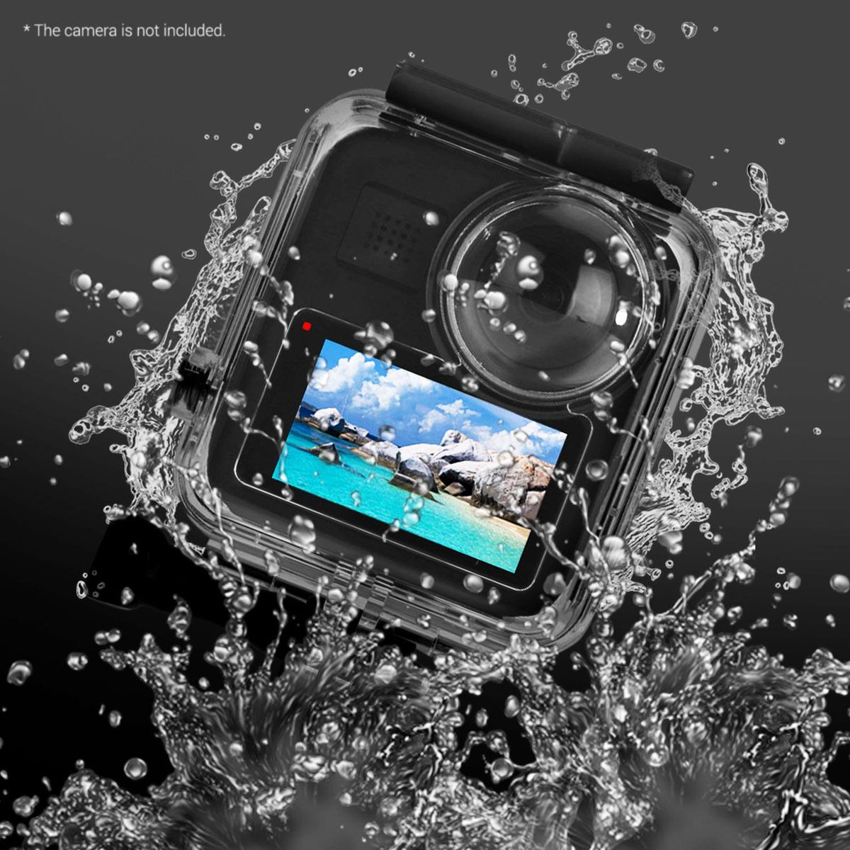 Action Camera Waterproof Case Diving Protective Housing Transparent Underwater 40M Compatible with GoPro Max Sports Camera