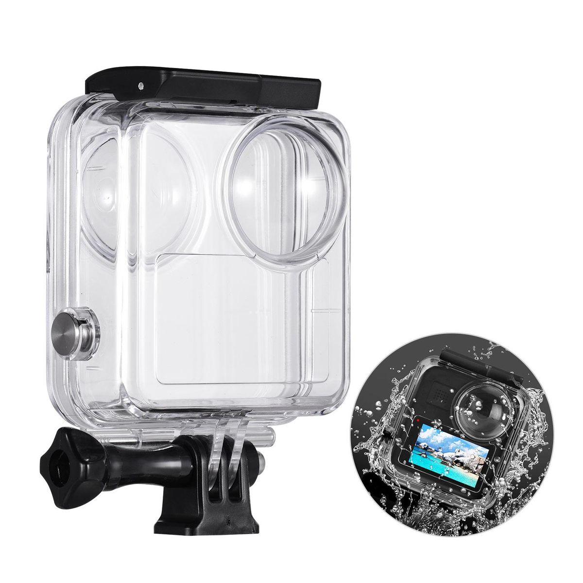 Action Camera Waterproof Case Diving Protective Housing Transparent Underwater 40M Compatible with GoPro Max Sports Camera