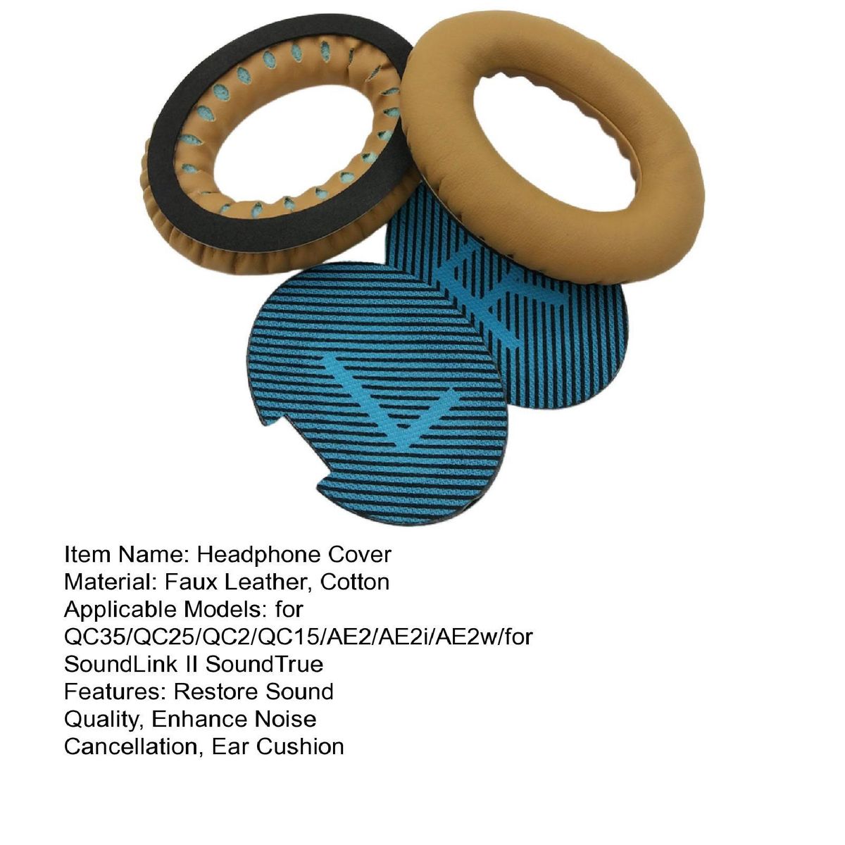 Headphone Cover Enhanced Sound Quality Ear Pads for Qc35qc25ae2 Khaki
