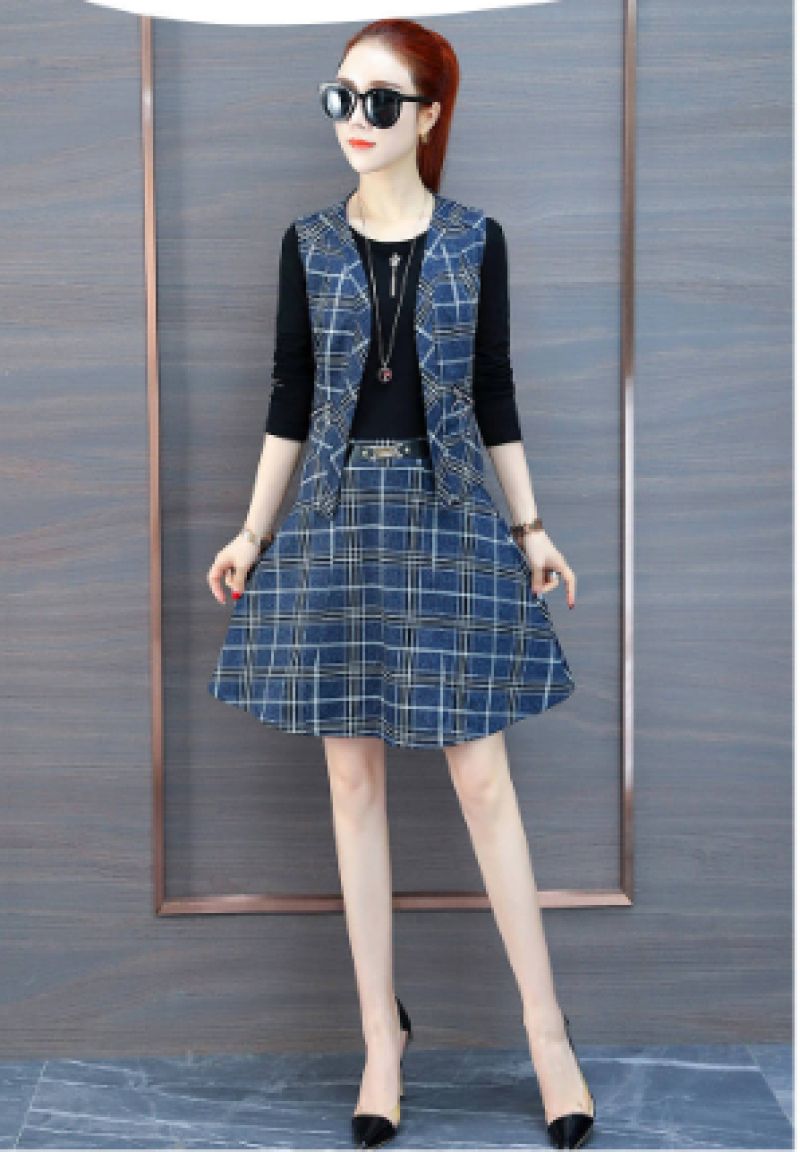 French Suit Dress Blue