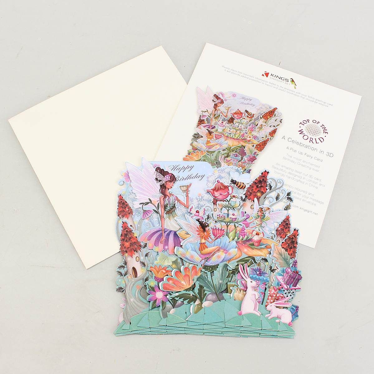 3D Up Flower Fairy Greeting Card Table Birthday Wedding Postcard Gift DIY
