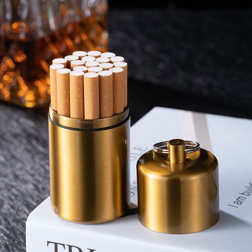 Portable Mini Metal Round Cigarette Case With Keychain