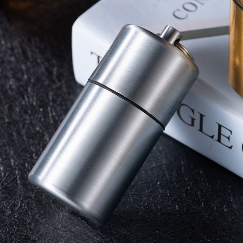 Portable Mini Metal Round Cigarette Case With Keychain