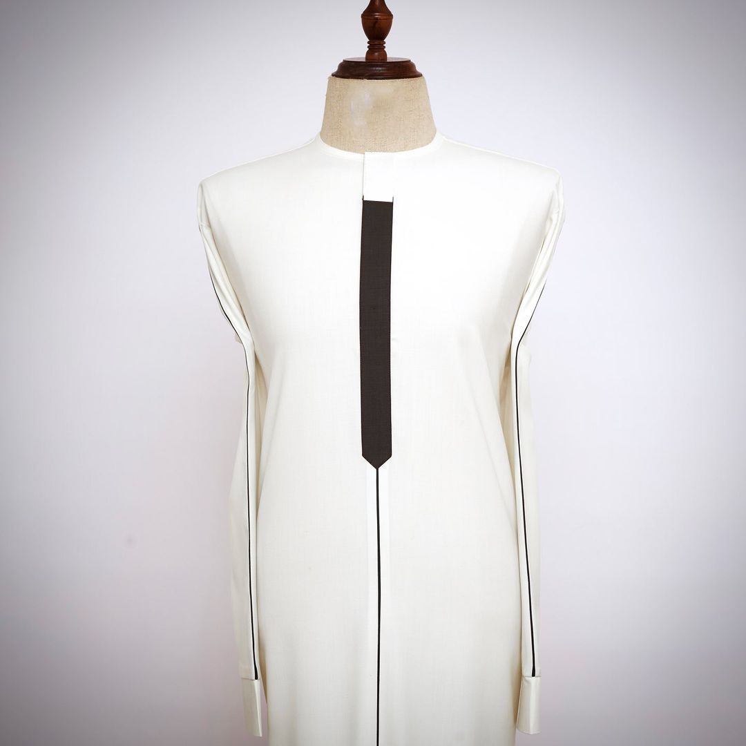 Men's Senator Native Wear (White With Black Design Long Sleeve)