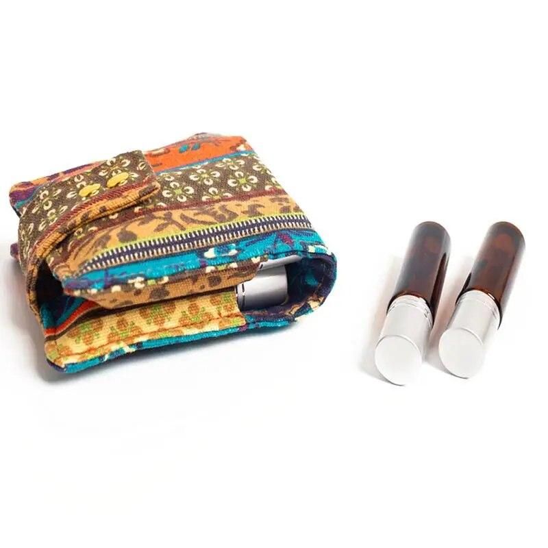 Canvas Essential Oil Storage Bag 6 PCS/Pack 10ml Rolling Bottle Organizer Carrying Holder Case Women Cosmetic Makeup Bag