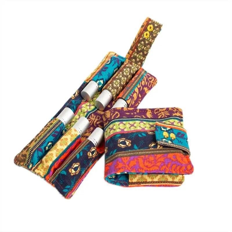 Canvas Essential Oil Storage Bag 6 PCS/Pack 10ml Rolling Bottle Organizer Carrying Holder Case Women Cosmetic Makeup Bag