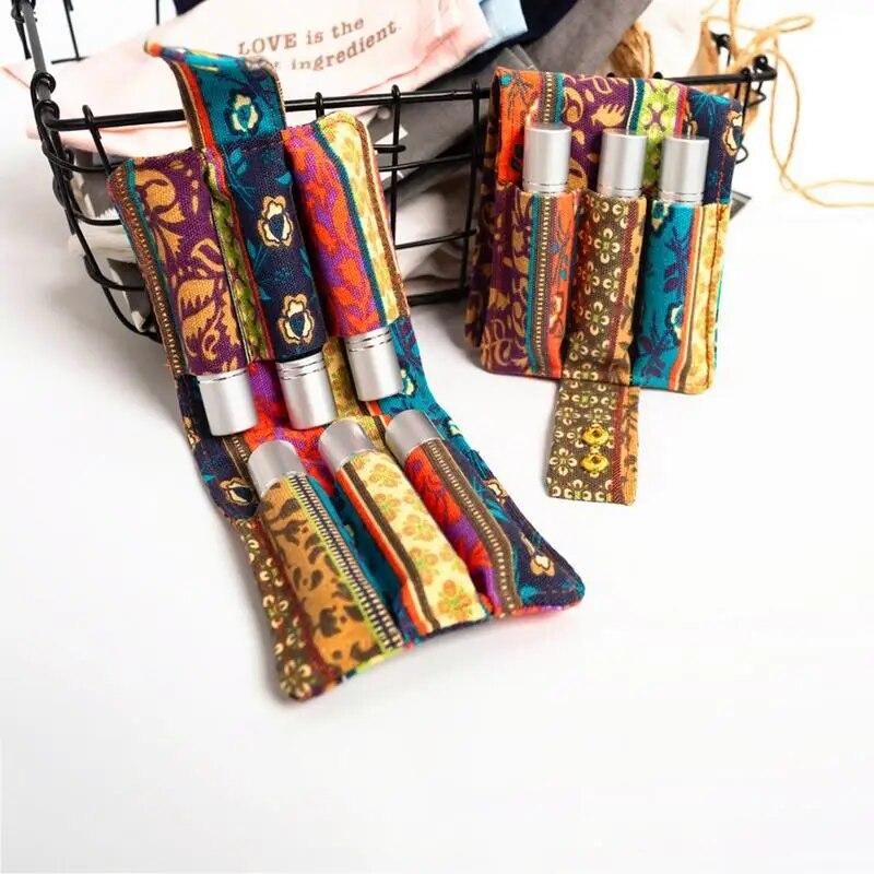 Canvas Essential Oil Storage Bag 6 PCS/Pack 10ml Rolling Bottle Organizer Carrying Holder Case Women Cosmetic Makeup Bag