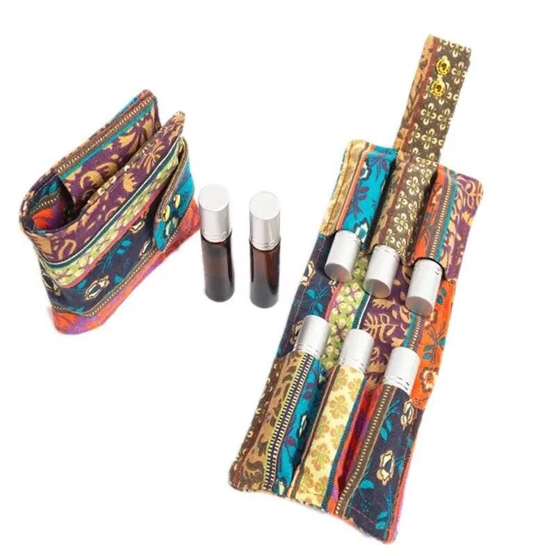 Canvas Essential Oil Storage Bag 6 PCS/Pack 10ml Rolling Bottle Organizer Carrying Holder Case Women Cosmetic Makeup Bag