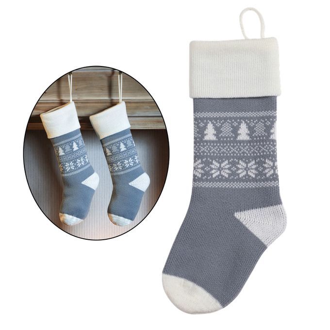 Xmas Day Stocking Kit Large Capacity Candy Gift Bag For Table Grey