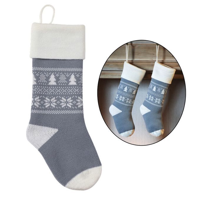 Xmas Day Stocking Kit Large Capacity Candy Gift Bag For Table Grey
