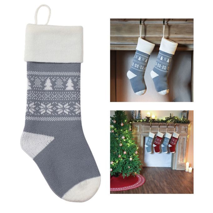 Xmas Day Stocking Kit Large Capacity Candy Gift Bag For Table Grey