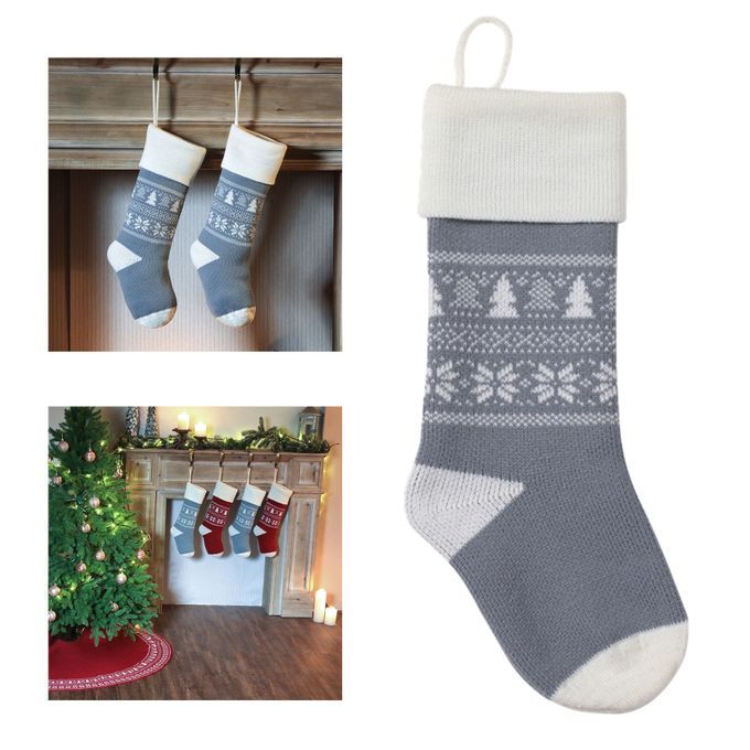 Xmas Day Stocking Kit Large Capacity Candy Gift Bag For Table Grey