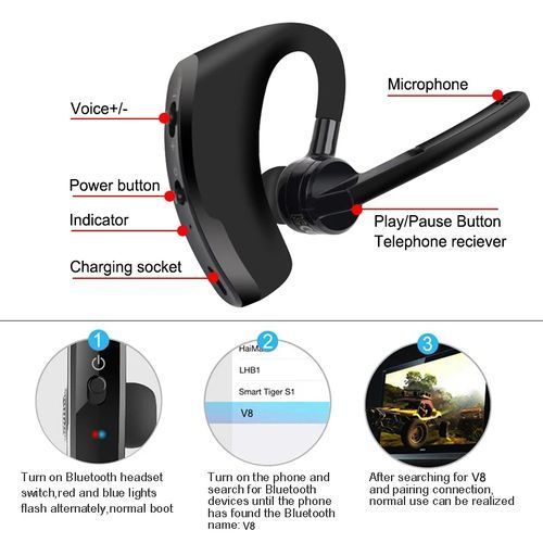 Wireless Single Earbud Headphones Earpiece One Ear Bluetooth Earphones Earpods