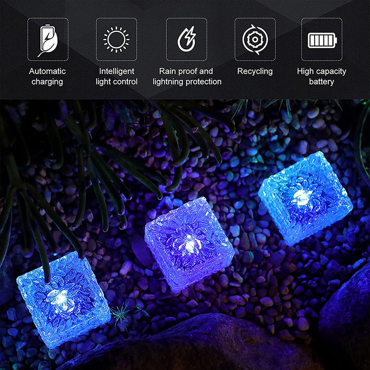 Landscape Lamp LED Solar Brick Landscape Lamp Blue