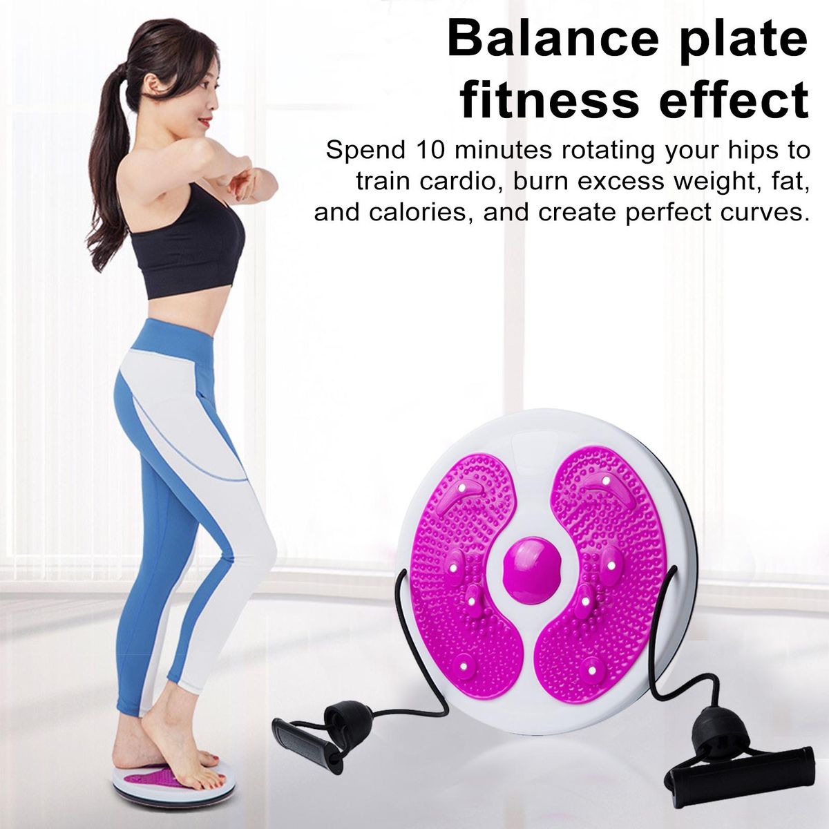 Waist Twist Board Twist Tone Balance Board with Foot for Weight Rose Red