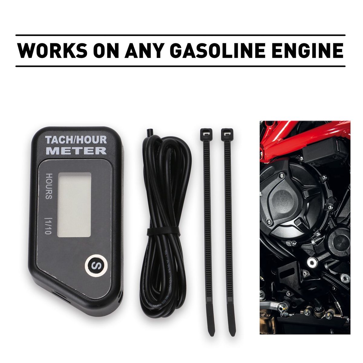 Universal Motorcycle 60000RPM LCD Digital Hour Meter