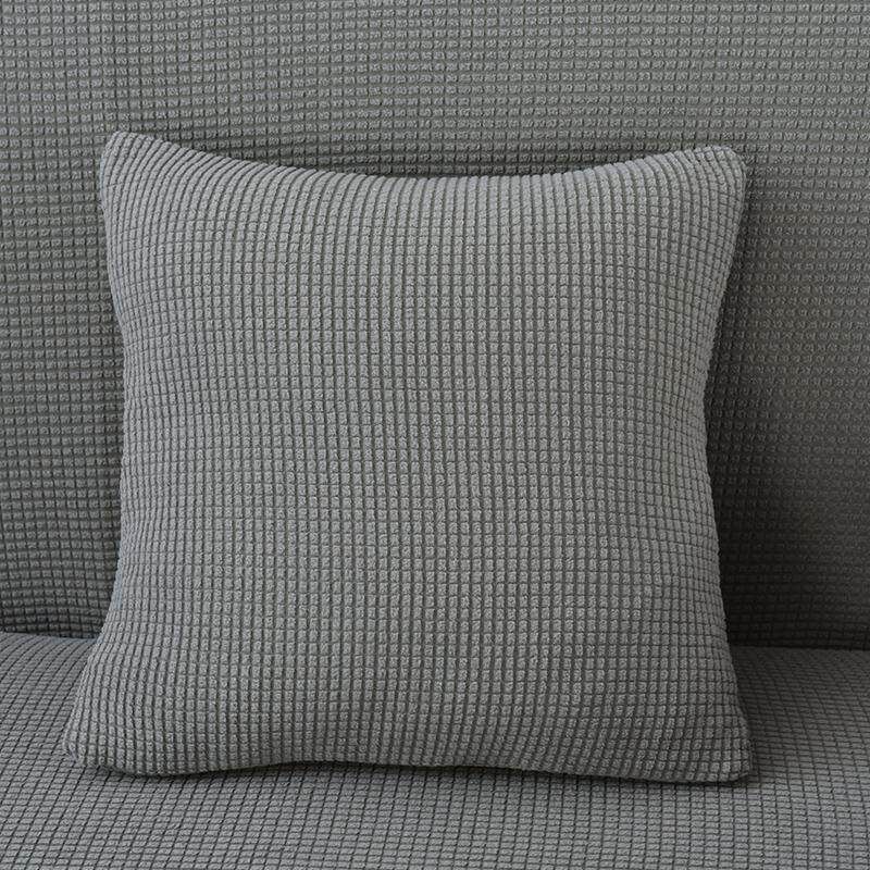 Winter Thicken Spandex Polar Fleece Super Elastic Stretch Sofa Cover Slipcover Couch Living Room 1/2/3/4 Seater Pillow Case Solid Metal Grey 1x Pillowcase